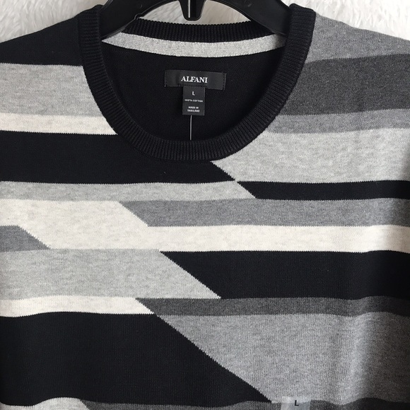 Alfani Mens Sweater Black Size Small Pullover Crew Geometric Pattern $75 - Picture 7 of 14